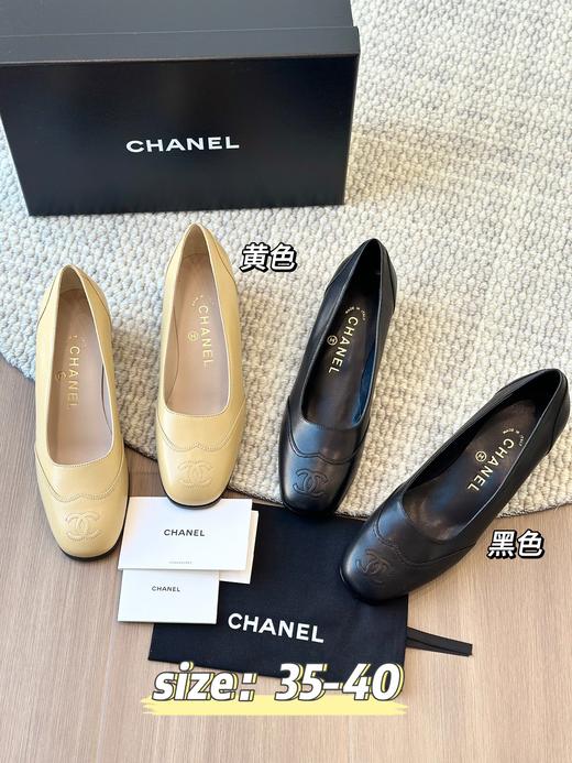 香奈儿 中古方头粗跟鞋中跟鞋 商品图0