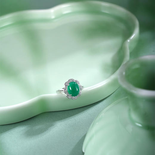 子佩集【花开灵韵】银S925戒指【JZ012841】绿玉髓椭圆2511 商品图2