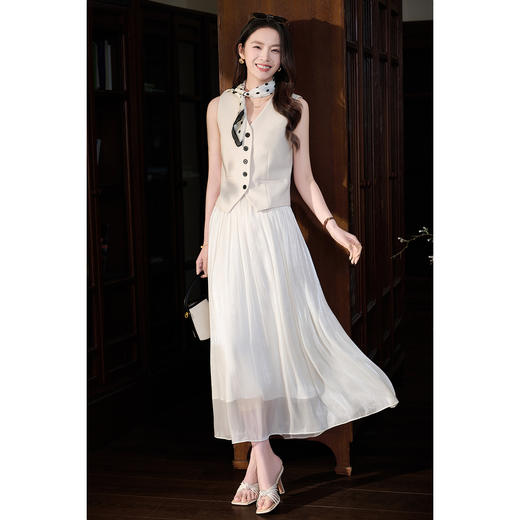 【杏色预售10天】人鱼姬鎏光纱裙 米思阳2026春季新款法式仙气飘逸流光纱裙薄款高腰遮胯沙滩半身裙女1049 商品图1