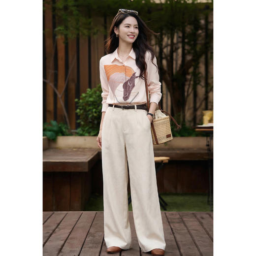 自留好穿 舒适无拘亚麻裤 米思阳2026春新款老钱风天丝亚麻慵懒感阔腿裤长裤女1123/1164 商品图4