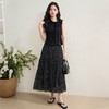 西遇黑色网纱波点女2026春夏新款高腰显瘦a字大摆长半身裙子H0060216 商品缩略图1