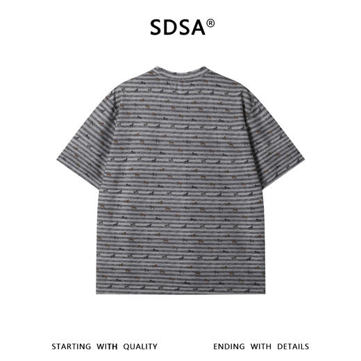 26T185SDSA男装2026新款轻奢时尚撞色条纹满印小马设计圆领短袖T恤百搭 商品图4