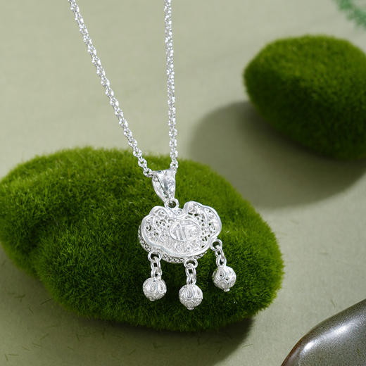 子佩集【莲渡清欢】S990银套链【MXTL033】花丝锁珐琅彩项链2510 商品图7