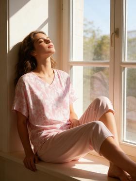 【经典莫代尔】SCHIESSER德国舒雅女士莫代尔短袖七分裤套装31/24811H