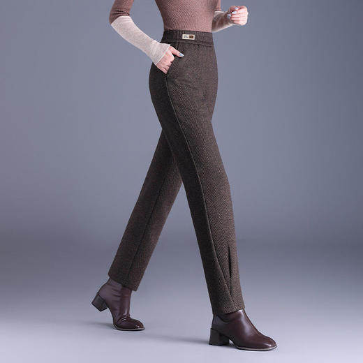 人字纹毛呢萝卜哈伦裤女冬季新款老爹裤大码显瘦宽松休闲裤子胖mm 商品图2