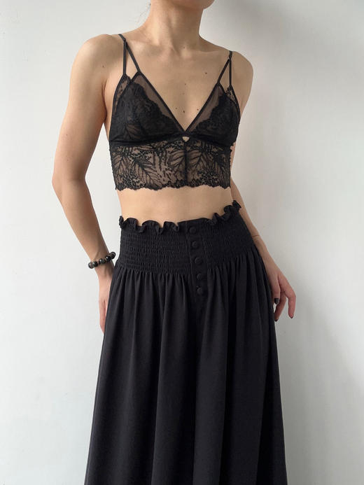 SIJIA｜SS2624 黑色高腰收褶阔腿裤 商品图6