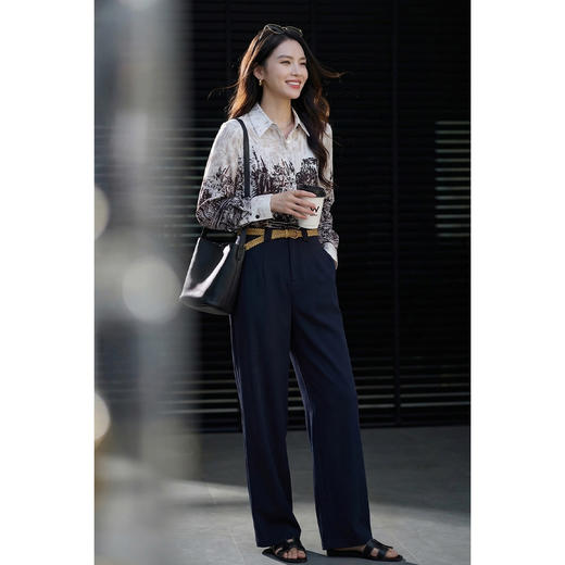 悠扬水墨印花衬衫 米思阳2026春新款优雅宽松舒适通勤衬衫上衣女1119/1160 商品图4