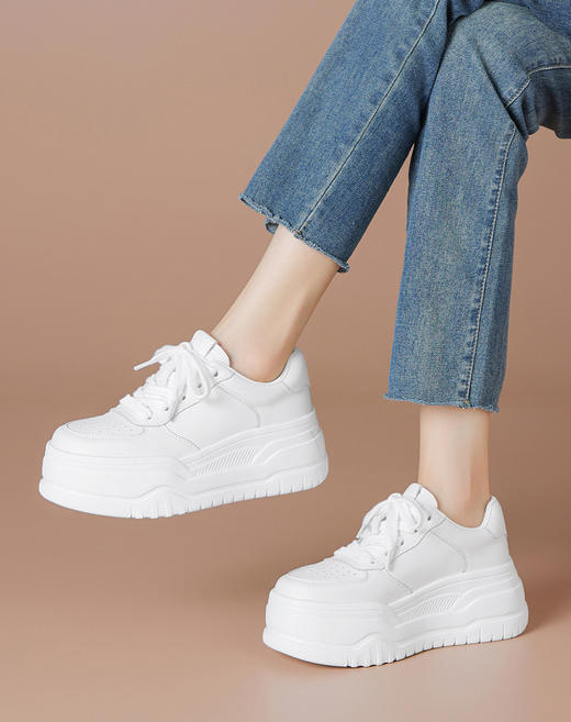 牛皮厚底小白鞋百搭显高舒适透气 商品图5