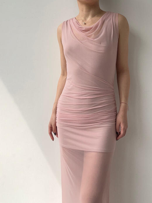 SIJIA｜SS2684 粉⾊⽹纱连⾐裙 商品图7