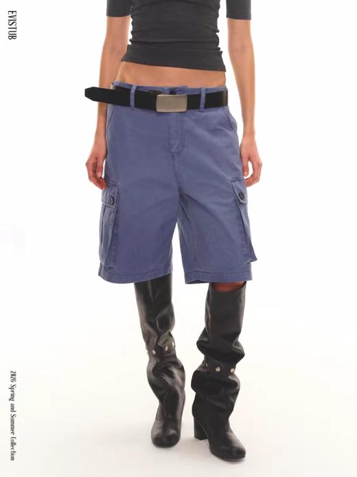 Evistub girls/E-6CDK1757/做旧工装中裤100%棉水洗复古 商品图1