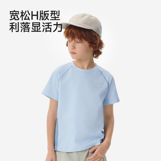 英氏儿童衣服男童短袖T恤夏季速干凉感上衣抗皱运动抑菌T恤 商品图3