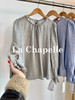专柜实拍【醋纤丝光感】拉夏贝尔/La Chapelle精致串珠圆领后系带缎光肌理感长袖衬衫气质复古上衣 商品缩略图2