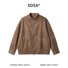SDSA男装2026新款高贵轻奢韩系简约纯色立领褶皱夹克外套百搭休闲