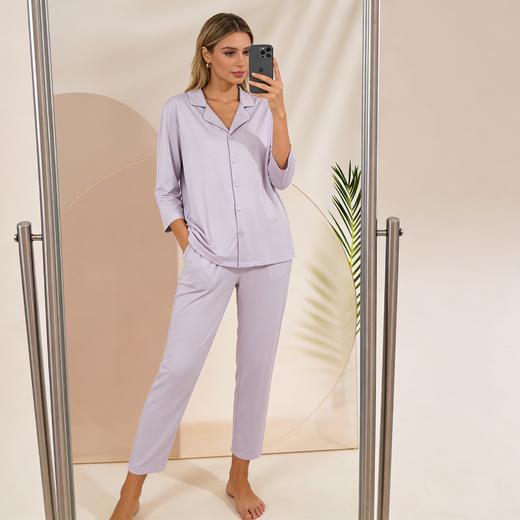 【兰精零碳莫代尔】SCHIESSER德国舒雅短袖九分裤家居套装69.5%兰精零碳纤维30.5%棉 50S零碳天丝30/22432H 商品图1