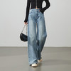 【高棉值！牛仔阔腿】逸阳春新品复古磨白水洗阔腿牛仔裤9163V 商品缩略图1
