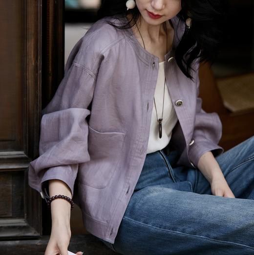 LONGNVFAIR天丝醋酸圆领短外套 宽松落肩 遮肉显瘦 商品图1