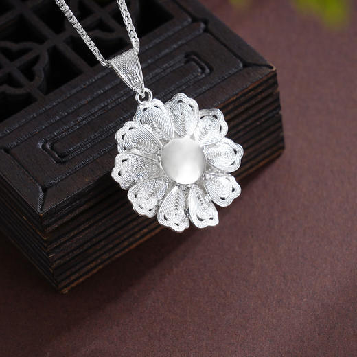 子佩集S990银【团花簇锦】套链【YJJ007】花丝项链2509 商品图2