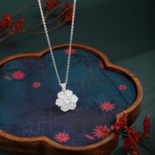 子佩集【繁花簇锦】S990银套链【QFTL014】花丝双面立体花朵项链2510 商品图3