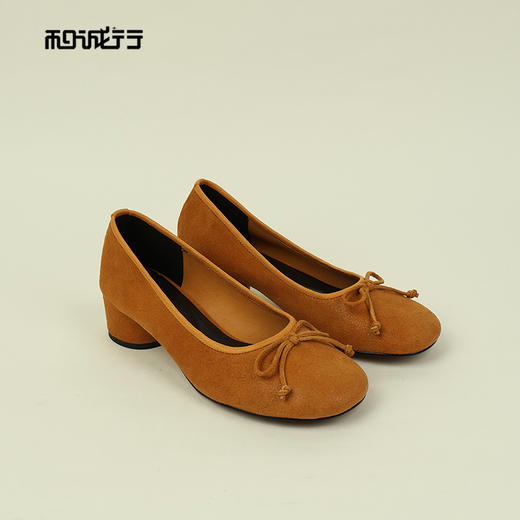 和诚行2026春季新款法式温柔风一脚蹬圆头蝴蝶结中跟单鞋1830060 商品图0