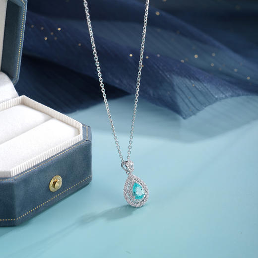 子佩集【清欢漾喜】S925银套链【PM2254-XF】培育宝石帕拉伊巴蓝碧玺水滴2510 商品图2