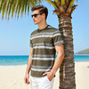 撞色条纹短袖T恤男士宽松休闲半袖T恤男上衣   XLM-CM8687169 商品缩略图0