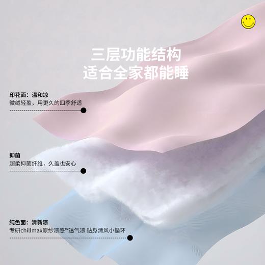 SMILEY 冰蓝冰粉笑脸单面凉冷感被原纱凉感【本商品不支持用券】 商品图3