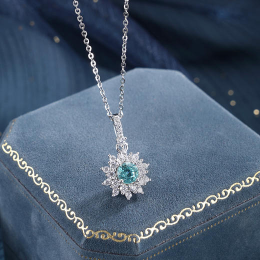 子佩集【阳光花海】S925银套链【PM2289-XF】培育宝石帕拉伊巴蓝碧玺太阳花2510 商品图2