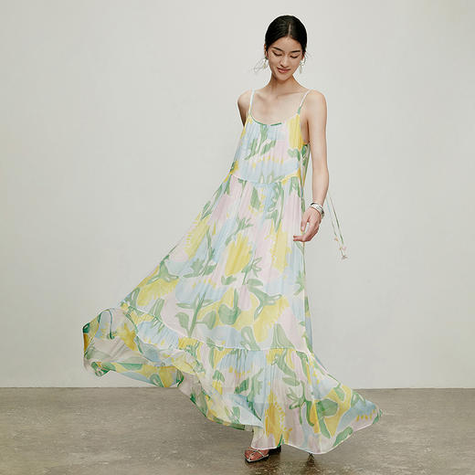 【林栖设计小店】手工系带|百搭多色温柔印花2026夏新款宽松吊带连衣裙1962187 商品图5