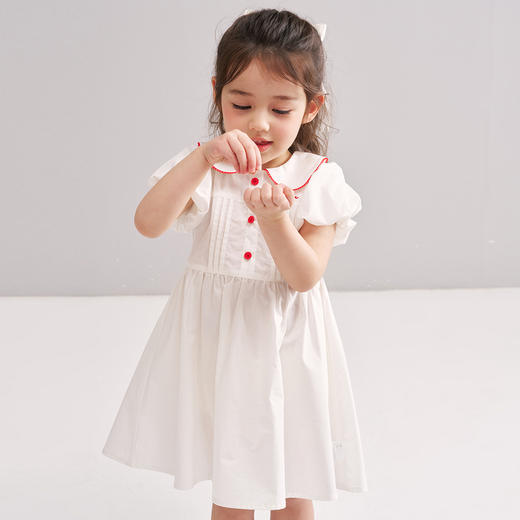 笛莎/Deesha 松饼熊2026年夏季新款童装女童时尚甜美翻领短袖棉布连衣裙 商品图4