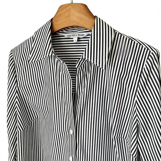 Veronica Beard纯原V领长袖条纹衬衫 商品图7