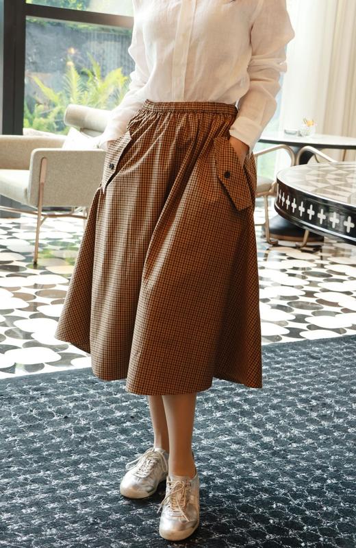 复古奇遇|文艺贴袋格子裙 商品图2