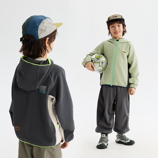 MANHOJIA【小方格2.0】儿童外套早春新款户外连帽华夫格运动外套 商品图1