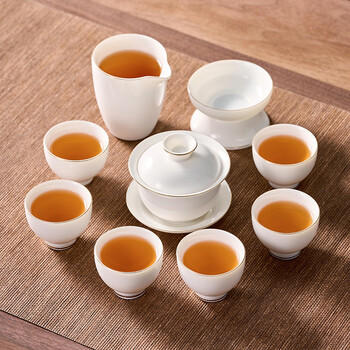 常生源羊脂玉白瓷功夫茶具整套家用盖碗公道杯茶杯泡茶套装 鑫新雅 商品图1