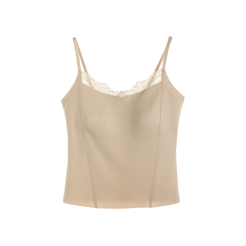 【林栖设计小店】花间浅语|肤色简约百搭镂空花边蕾丝2026春新款吊带背心T1961402