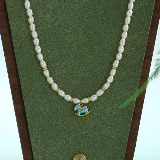 子佩集【马上圆满】银S925珍珠AOYA奥雅项链【SGN1050001】4mm珠小马镀金珐琅彩2512 商品图1