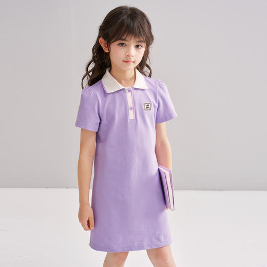 笛莎/Deesha 松饼熊2026年夏季新款童装女童时尚学院风POLO领针织连衣裙 商品图4