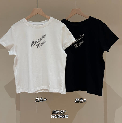 预售大王女士Shrunken OE纱线水钻logo正肩tee恤031811 商品图1