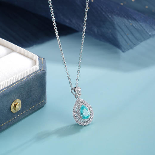 子佩集【清欢漾喜】S925银套链【PM2254-XF】培育宝石帕拉伊巴蓝碧玺水滴2510 商品图0