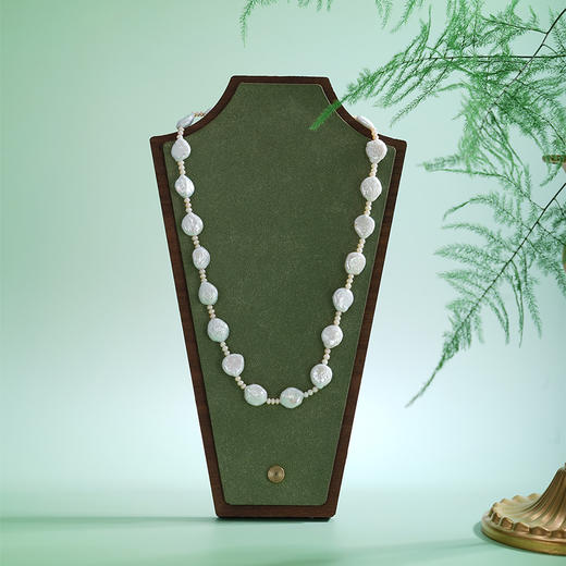 子佩集【绮梦浮光】银S925珍珠AOYA奥雅项链【SPN1080001】9*11mm扁珠巴洛克2512 商品图0