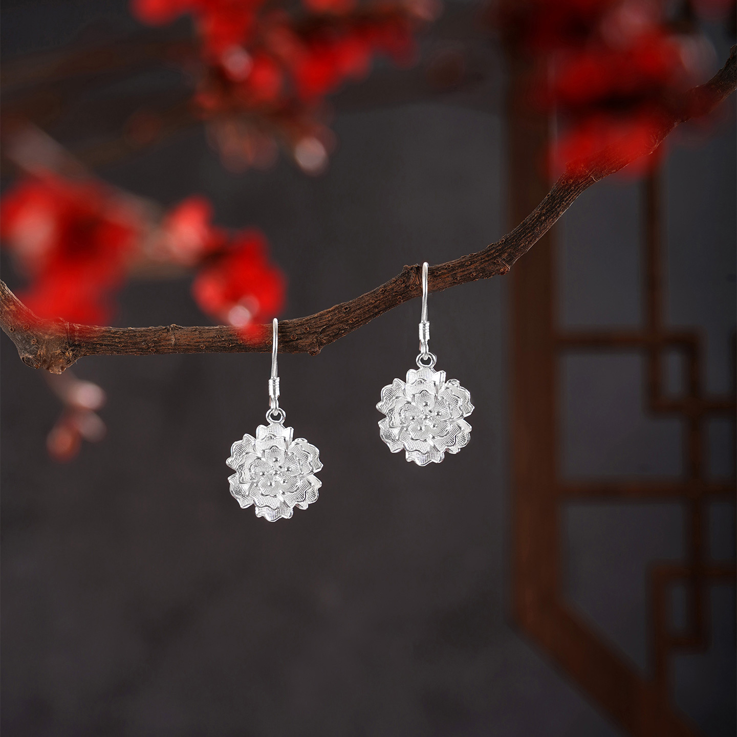 子佩集【花开静好】S990银耳环【LEH000008】花朵花丝2510