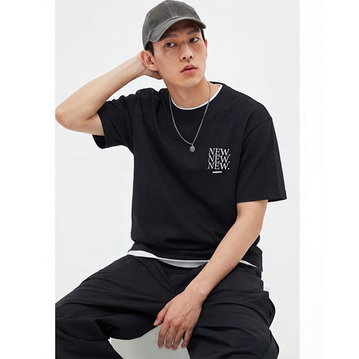 DRONKOO 2026 圆领左胸三排字母后幅大字母New微阔短袖T恤 商品图3