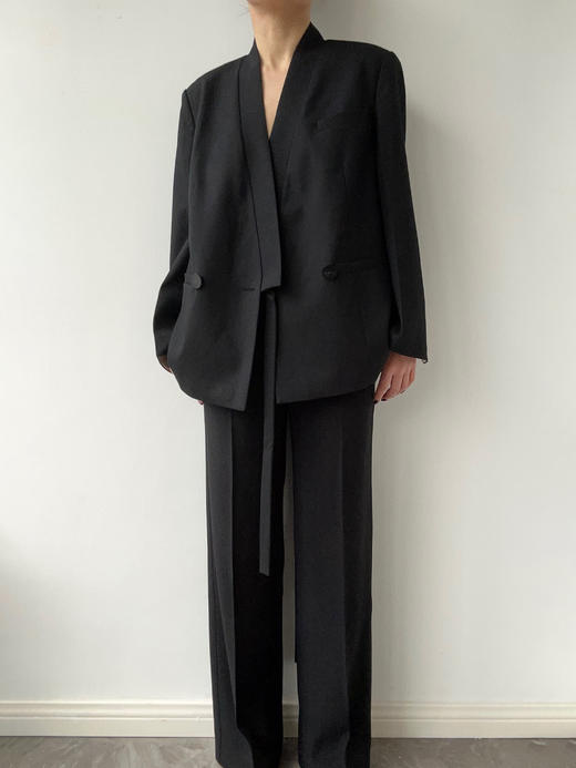 YANYI CHANG｜91800210 中式交叠领系带廓形西装 [ 黛墨黑 ] 商品图7