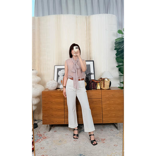 且听风吟 法式波尔卡经典浪漫波点 飘带真丝波点无袖小衫 真丝顺纡 配送全棉吊带背心 商品图0