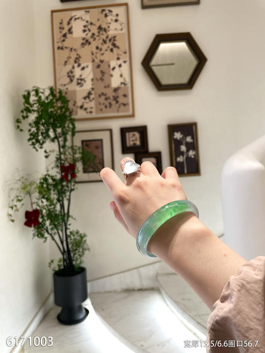 高冰种飘翠手镯【6171003】圈口56.7~具体价格微信咨询 商品图1