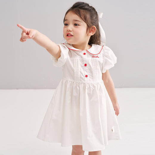 笛莎/Deesha 松饼熊2026年夏季新款童装女童时尚甜美翻领短袖棉布连衣裙 商品图2