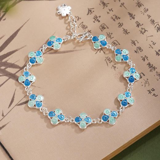 子佩集【四叶安好】S990银手链【MXSL011】四叶草花丝珐琅彩2510 商品图11