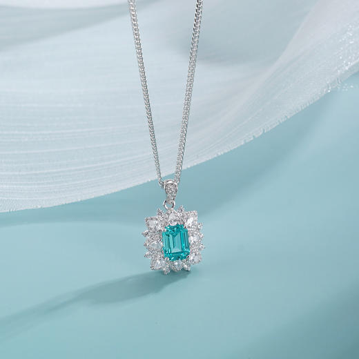 子佩集【宁静花海】S925银套链【PM2245-XF】培育宝石帕拉伊巴蓝碧玺大方块2510 商品图1