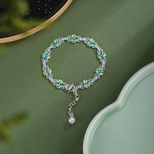 子佩集【四叶清尘】S990银手链【MXSL012】花丝珐琅彩2510 商品图1