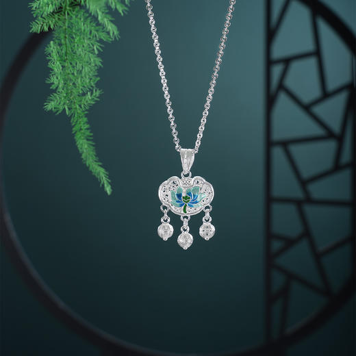 子佩集【莲渡清欢】S990银套链【MXTL033】花丝锁珐琅彩项链2510 商品图8