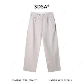 SDSA男装2026新款高贵轻奢简约纯色老钱麻棉褶皱休闲裤百搭时尚